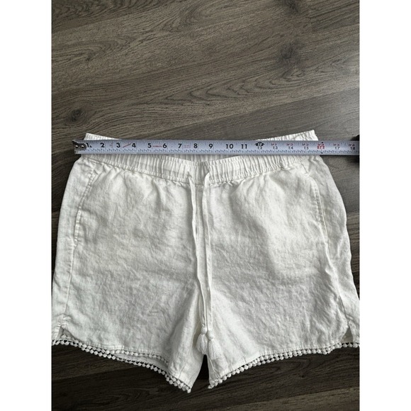 Talbots pull on shorts womens size M 100% linen white drawstring waistband - Picture 2 of 9